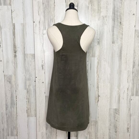 Audrey 3 + 1 Faux Suede Swing Dress Shift Sleeveless Mini Vegan Size S - Picture 3 of 6